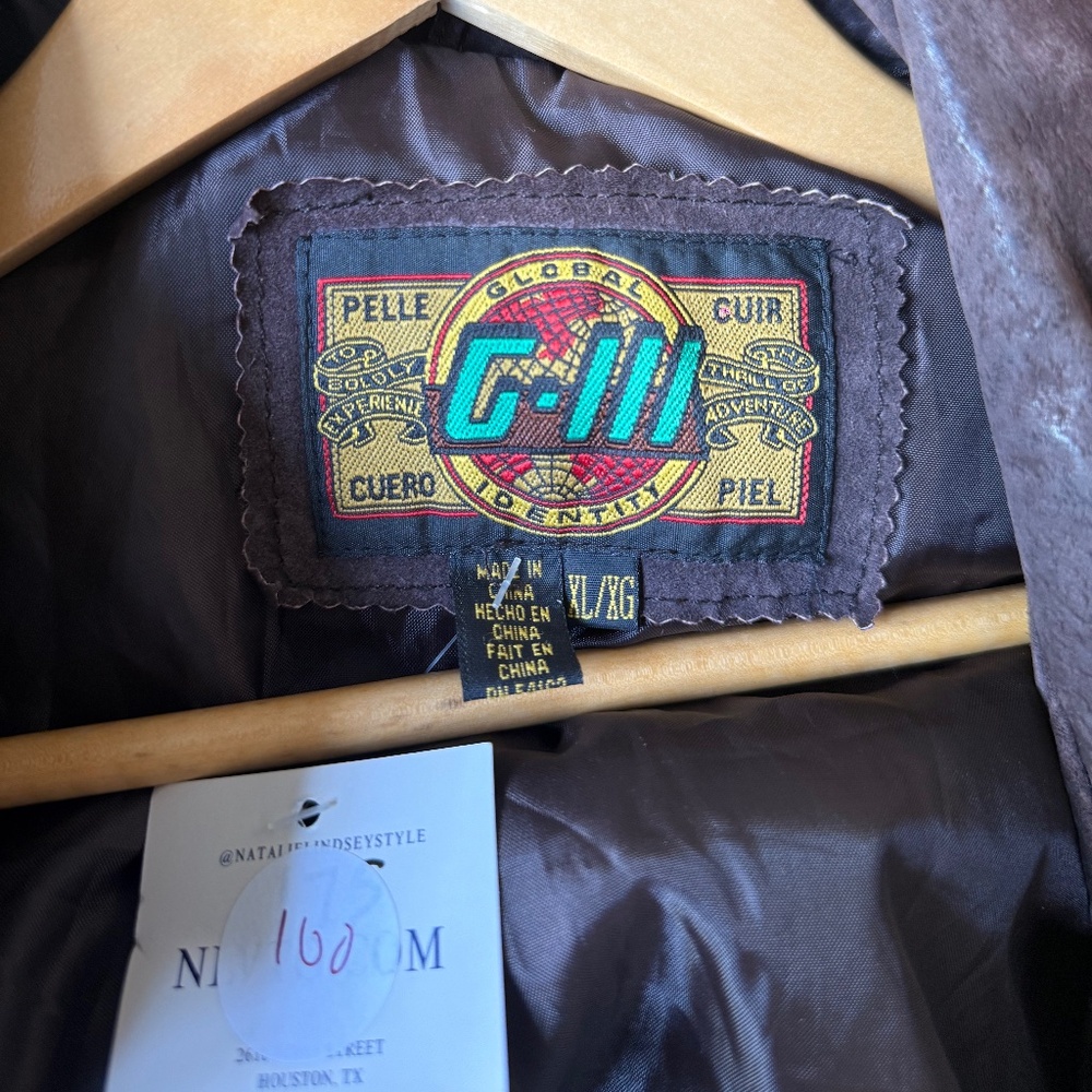 Vintage Brown Leather Bomber Jacket